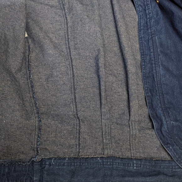 Vintage USA Sundance Blue Denim Longline Jacket Oversize L Pleated Studs Pockets - Picture 6 of 16